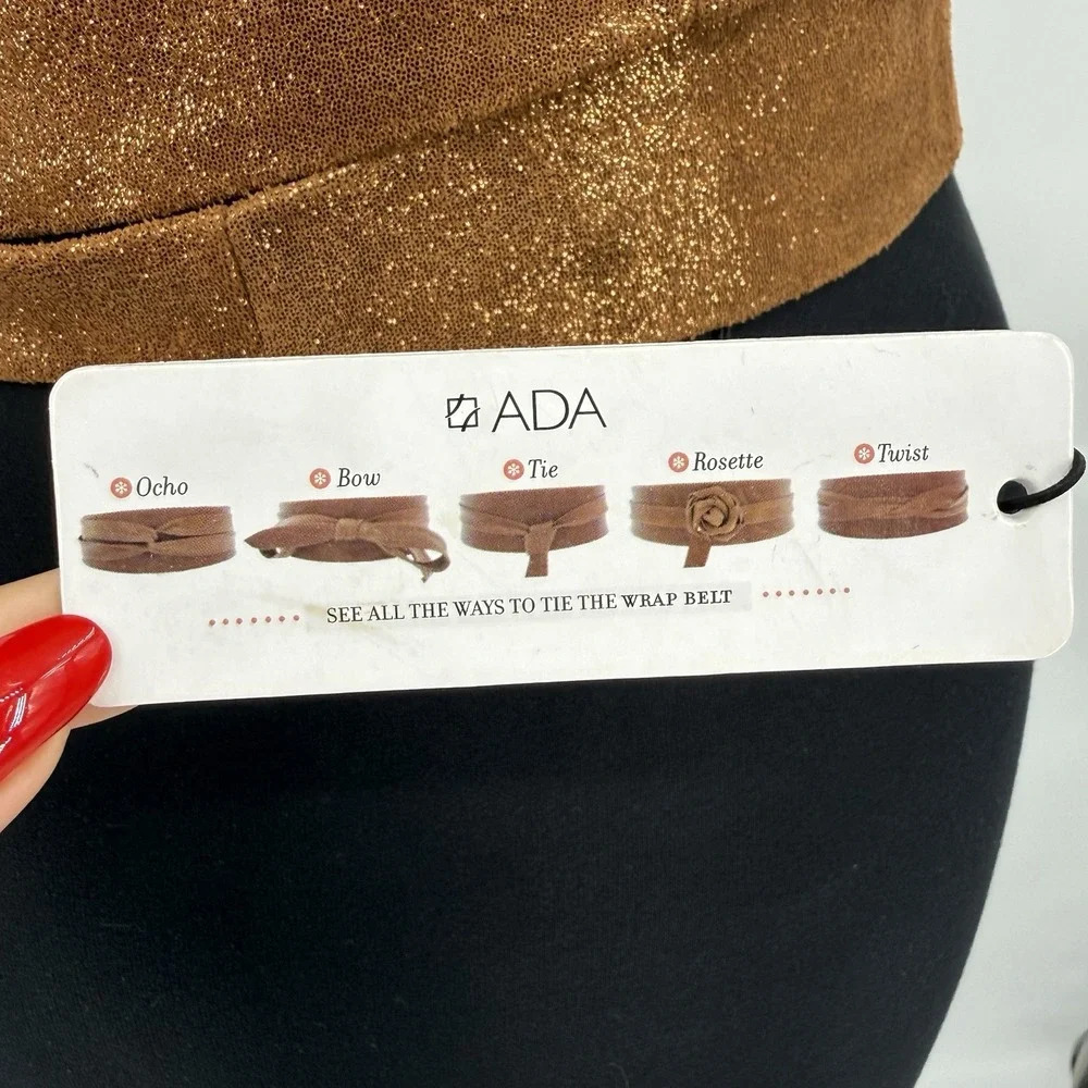 Ada Collection Light Brown Leather Classic Wrap Belt Made in Argentina NWT New